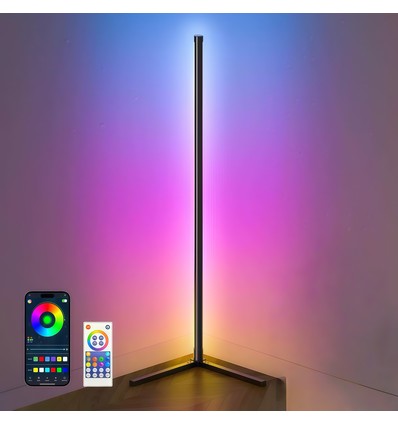 120cm RGBIC Stehlampe für Ecken - Schwarz, Wifi App-Steuerung und Fernbedienung