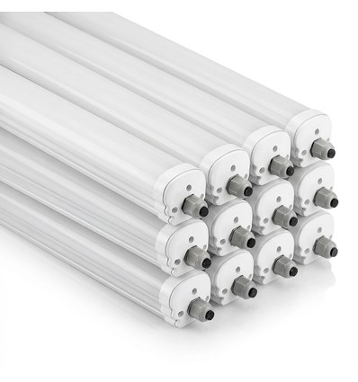 12 Stk. V-Tac wasserdichte 36W LED-Wannenleuchte - 120 cm, 120lm/W, durchverdrahtet, IP65, 230V