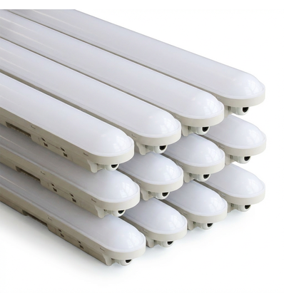 12 Stk. 150cm CONNECT LED-Wannenleuchte Wasserdicht 50W - 230V, 6000lm, IP65, IK08, 4000K