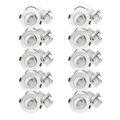 10x 7W Flacher Einbaustrahler RA96 - Direkt in Isolierung, dimmbar, Loch: Ø6,8 cm, Maße: Ø9,3 cm