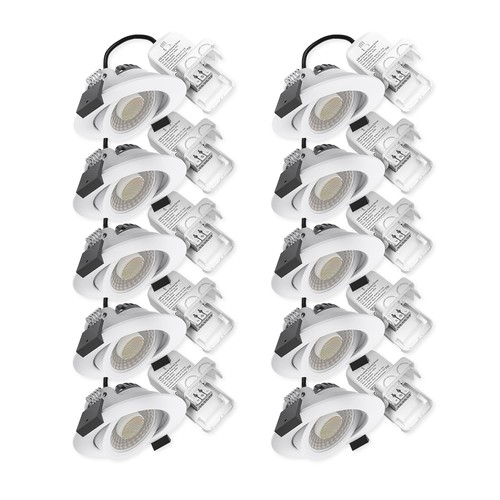 10x 7W Low Profile Einbaustrahler RA96 - DimToWarm+CCT, Loch: Ø6,8 cm, Maß: Ø8,3 cm, weißer Rand, dimmbar