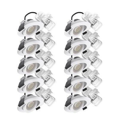 10x 7W Low Profile Einbaustrahler RA96 - DimToWarm+CCT, Loch: Ø6,8 cm, Maß: Ø8,3 cm, weißer Rand, dimmbar