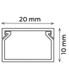 20x10 Kabelkanal mit Klebeband - Weiß, 20x10mm, Länge 2m