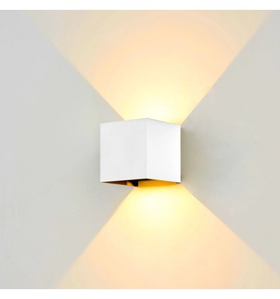 LEDlife CUBIC 6W væglampe - Sort, firkantet, op/ned, justerbar, inde / ude, videresløjfning, IP65, inkl. lyskilde