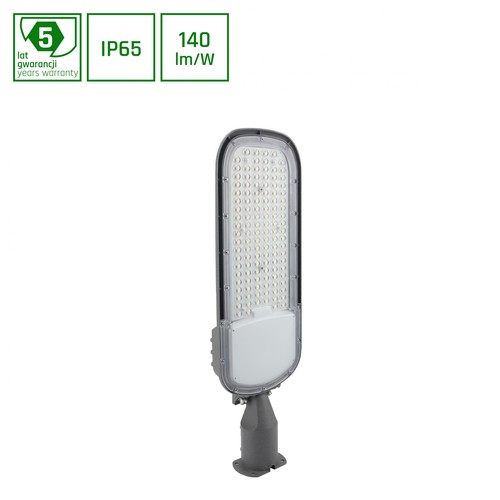 555mm Streetos 2 Straßenbeleuchtung 100W - neutralweiß, 230V, 145/75°, IP65, IK09, 172x114mm, grau, 5 Jahre Garantie