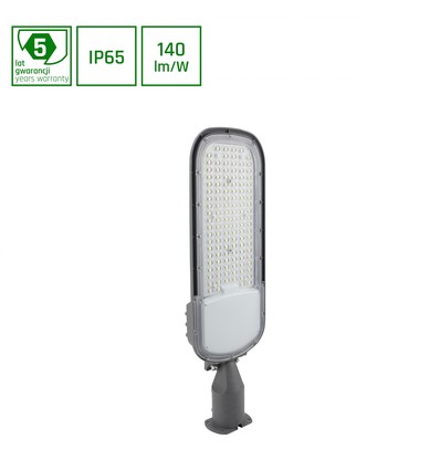 555mm Streetos 2 Straßenbeleuchtung 100W - neutralweiß, 230V, 145/75°, IP65, IK09, 172x114mm, grau, 5 Jahre Garantie