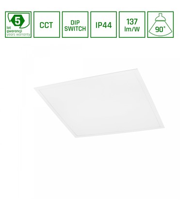 600x600 Algine Panel 26W/36W/46W - CCT 230V 90° IP44 UGR19 34mm weiß 5 Jahre Garantie