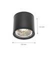 Deckenleuchte AR111, GU10 - IP65, schwarz, Aluminium, Aufbau, ohne Leuchtmittel