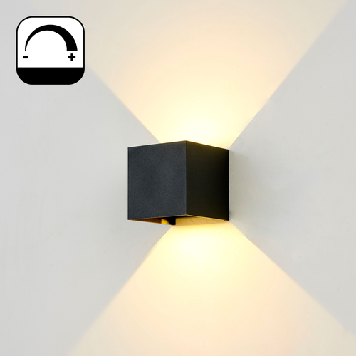 6W Dimmbar CUBIC PRO Wandleuchte - IP65, schwarz, durchschleifbar, verstellbar, up/down, innen/außen, inkl. Leuchtmittel