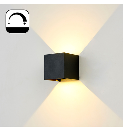 6W Dimmbar CUBIC PRO Wandleuchte - IP65, schwarz, durchschleifbar, verstellbar, up/down, innen/außen, inkl. Leuchtmittel