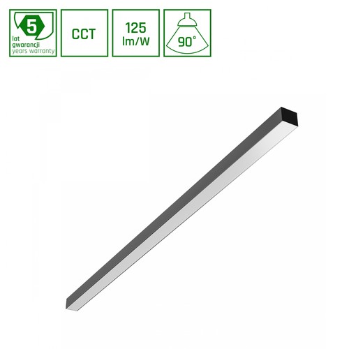 1203mm Basic LED-Leuchte 40W - 3CCT, 230V, 90°, IP20, 42x37mm, schwarz, PR, UGR19, Decke