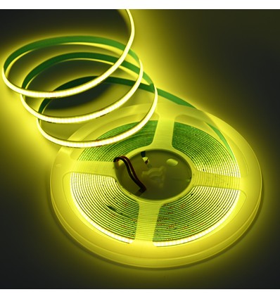 10m 9W/m Gelber COB-LED-Streifen - 24V DC, IP20, 320 LED/m