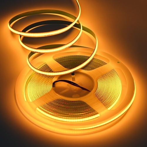 10m 9W/m Goldgelber COB-LED-Streifen - 24V DC, IP20, 320 LED/m