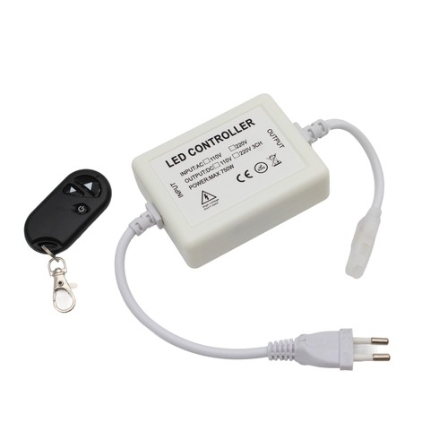 230V Funk-Dimmer mit Fernbedienung - Inkl. Endkappe, für 230V (Slim COB), Memory-Funktion, max. 50 m