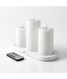 3er-Pack weiße LED-Kerzen mit Flammeneffekt - Ø2,2 cm, Höhe: 24,5 cm, Stabkerzen, inkl. Fernbedienung, Timer