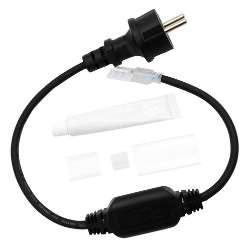 50cm Wasserdichter Stecker für 230V LED Strip (Slim COB) - Inkl. Endkappe, 230V