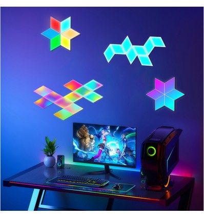 9 Stk. RGBIC Diamant Wandleuchten - Komplettset mit 9 Paneelen
