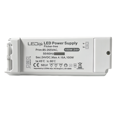 100W / 24V DC Netzteil - 4,16A, IP20 Innenbereich, Flicker free