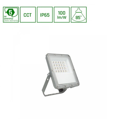 20W NOCTIS MAX CCT LED-Fluter - IP65, 3 Lichtfarben, Grau, Außenbereich