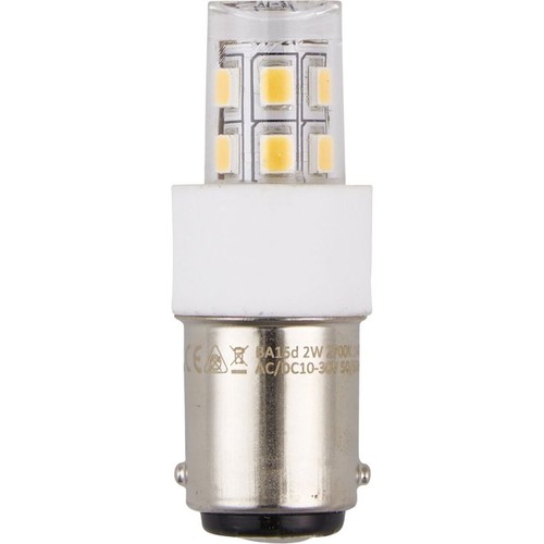 BA15d 2W LED-Röhre, 10-30V - 4,7cm, 200lm, Klarglas, 3000K