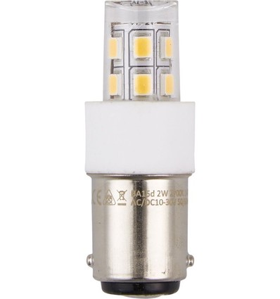 BA15d 2W LED-Röhre, 10-30V - 4,7cm, 200lm, Klarglas, 3000K