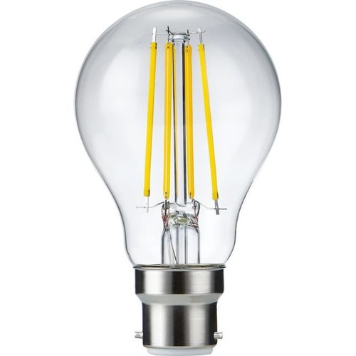 B22d 8W dimmbare LED-Lampe - A60, Filament, Klarglas, 2700K