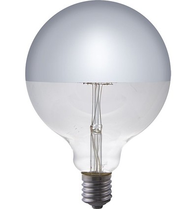 E27 4W dimmbare LED Globe - G125, Kopfspiegel silber, Filament, 2500K
