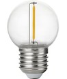 E27 1W LED Tropfenlampe - G45, Filament, klar, bruchsicheres Polycarbonat, 2700K