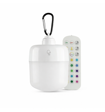 Wiederaufladbare LED-Lampe RGBW - Magnetisch & USB-C, inkl. Fernbedienung & Karabiner
