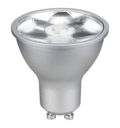 GU10 6W LED-Lampe - 500lm, 17°, dimmbar, silber, 2700K