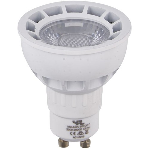 GU10 5,5W DimToWarm LED-Lampe - 2000-2800K, 40°, dimmbar, Weiß/Nickel Front