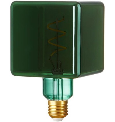 E27 4W dimmbare LED-Lampe - Ice Cube C95, Metallic Grün, Filament Flex, 2700K