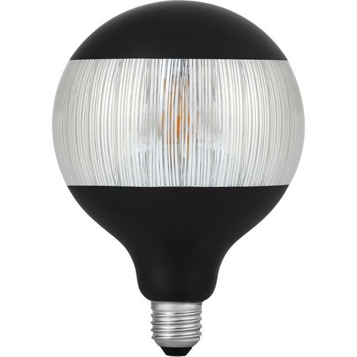 E27 4W dimmbare LED-Lampe - G125, Laser Stripe, Schwarz/Silber, 2500K, 120lm