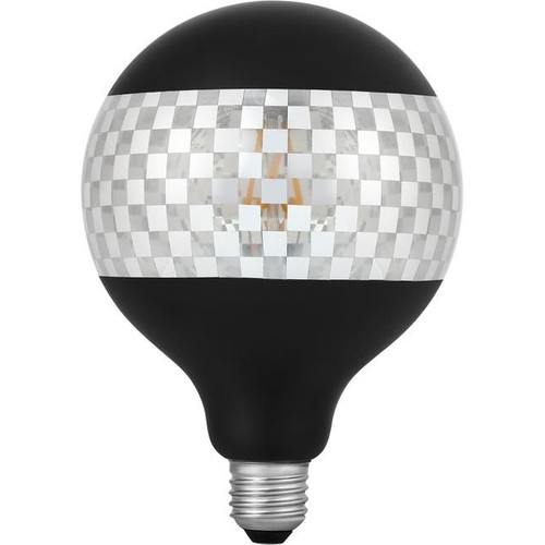 E27 4W dimmbare LED Globe-Lampe - G125, Laser Blox, 120lm, 2500K, Schwarz/Silber