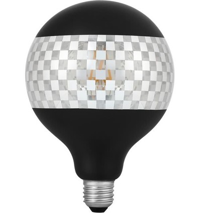 E27 4W dimmbare LED Globe-Lampe - G125, Laser Blox, 120lm, 2500K, Schwarz/Silber