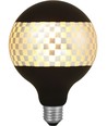 E27 4W dimmbare LED Globe-Lampe - G125, Laser Blox, 120lm, 2500K, Schwarz/Silber