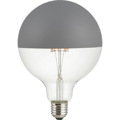E27 6,5W dimmbare LED-Globelampe - G125, Kopfspiegel grau, 2500K, Filament