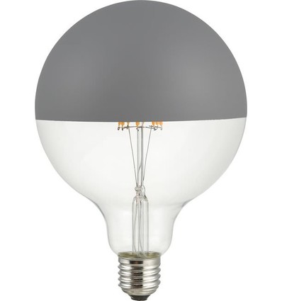 E27 6,5W dimmbare LED-Globelampe - G125, Kopfspiegel grau, 2500K, Filament