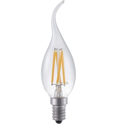 E14 4W dimmbare LED-Windstoßkerze - Filament, 320lm, C35, Klarglas, 2500K