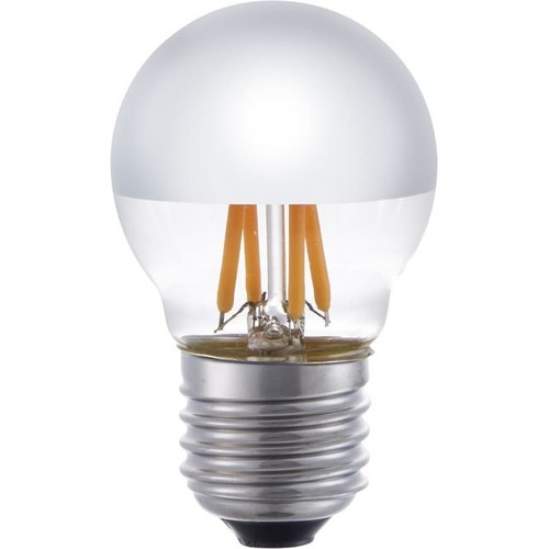 E27 4W dimmbare LED-Tropfenlampe - G45, Filament, Kopfverspiegelt, 2500K, Silber