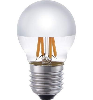E27 4W dimmbare LED-Tropfenlampe - G45, Filament, Kopfverspiegelt, 2500K, Silber