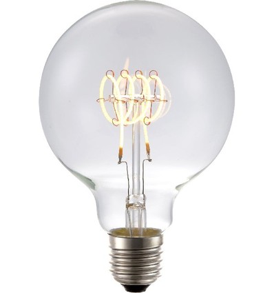 E27 4,5W dimmbare LED-Lampe - G95, Filament Flex, 2200K, 190lm, Klarglas