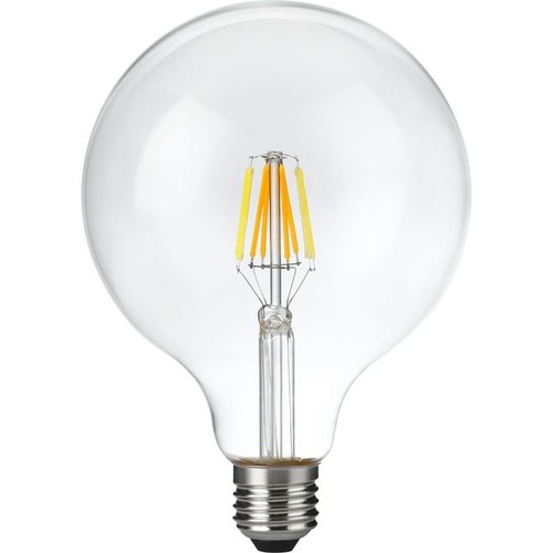 E27 6W dimmbare LED Filament Lampe - G125, DimToWarm, 2000K-4500K, 660lm, Klarglas