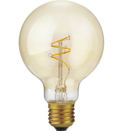 E27 4,2W dimmbare LED Slim Flex Filamentlampe - G80, 470lm, 2200K, Goldglas