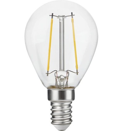 E14 2,5W dimmbare LED-Tropfenlampe - G45, Filament, Klarglas, 2700K