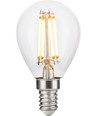 E14 4,7W dimmbare LED-Tropfenlampe - G45, Filament, 470lm, 2500K, Klarglas