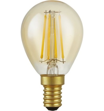 E14 4,7W dimmbare LED-Tropfenlampe - G45, Filament, 2200K, Goldglas, 470lm