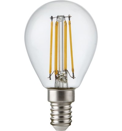 E14 4,7W dimmbare LED-Tropfenlampe - G45, Filament, Klarglas, 2700K