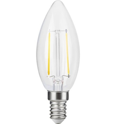 E14 2,5W dimmbare LED-Tropfenlampe - C35, Filament, 2500K, Klarglas