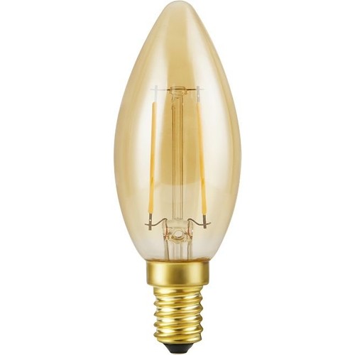 E14 2,9W dimmbare LED-Kronlampe - Filament, 250lm, 2200K, Goldglas, C35 Kerze